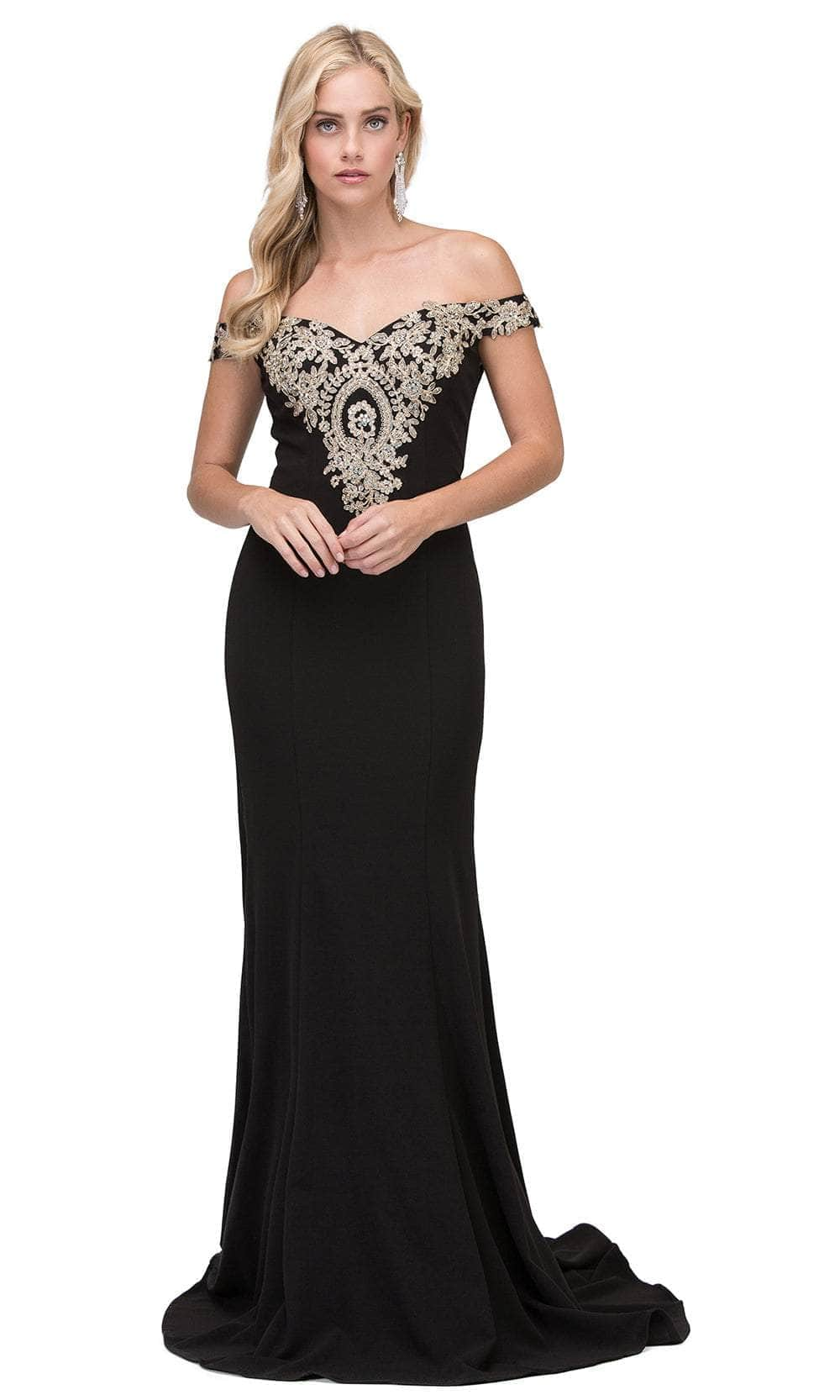 Image of Dancing Queen 2414 - Applique Off Shoulder Long Gown