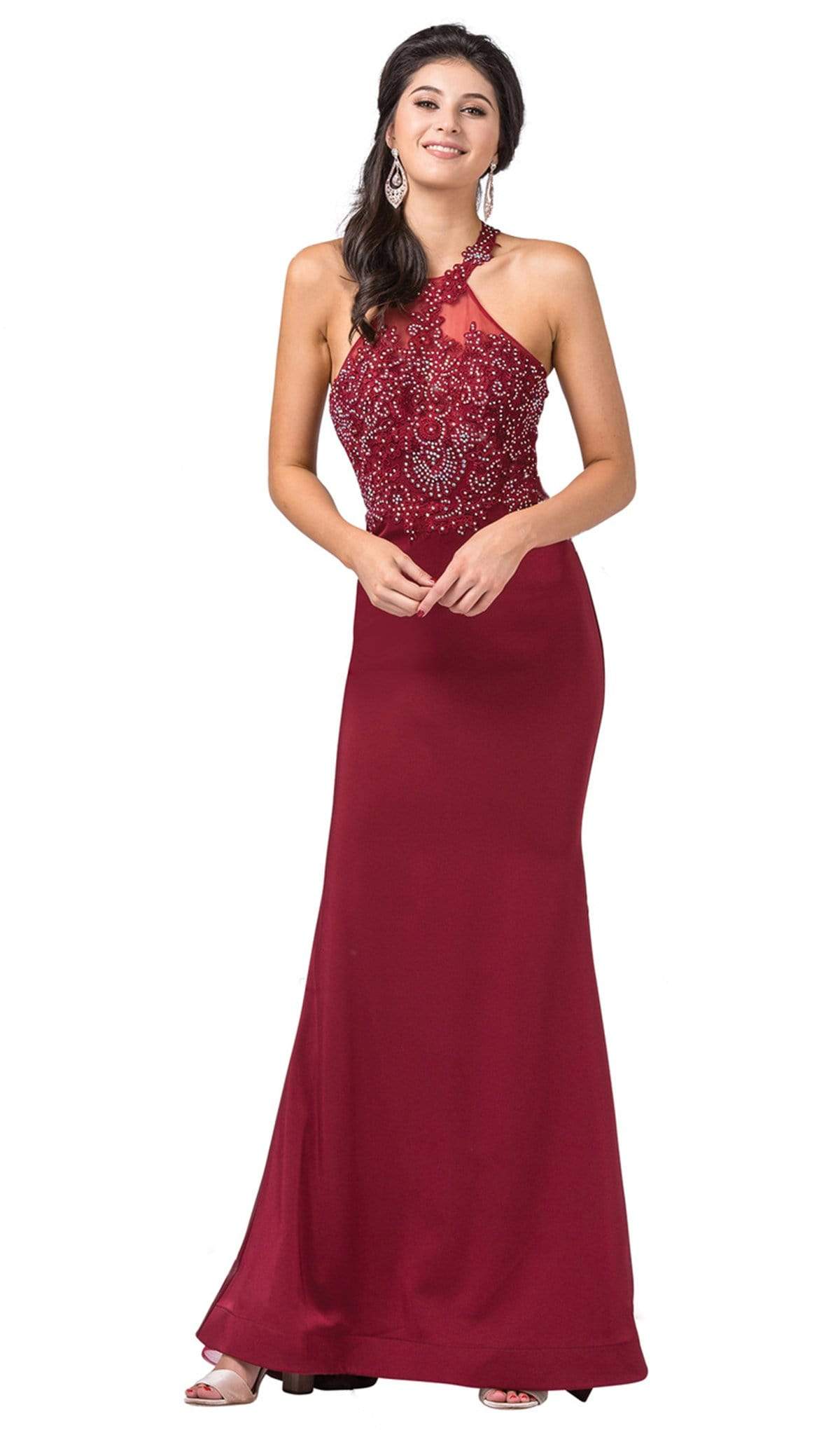 Image of Dancing Queen - 2499 Appliqued Illusion Back Paneled Long Gown