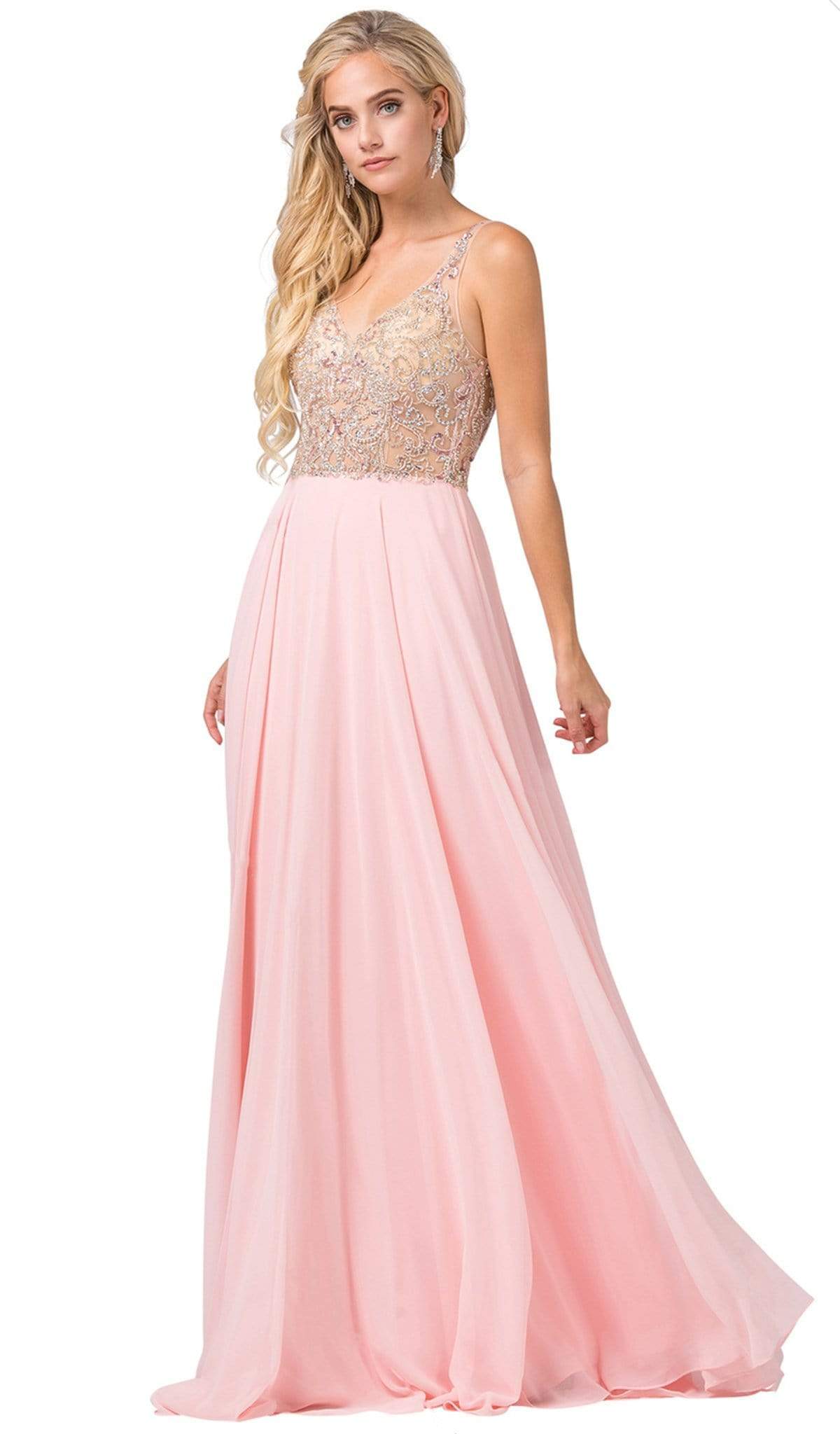 Image of Dancing Queen - 2513 Beaded Embellished Illusion Bodice Chiffon Gown