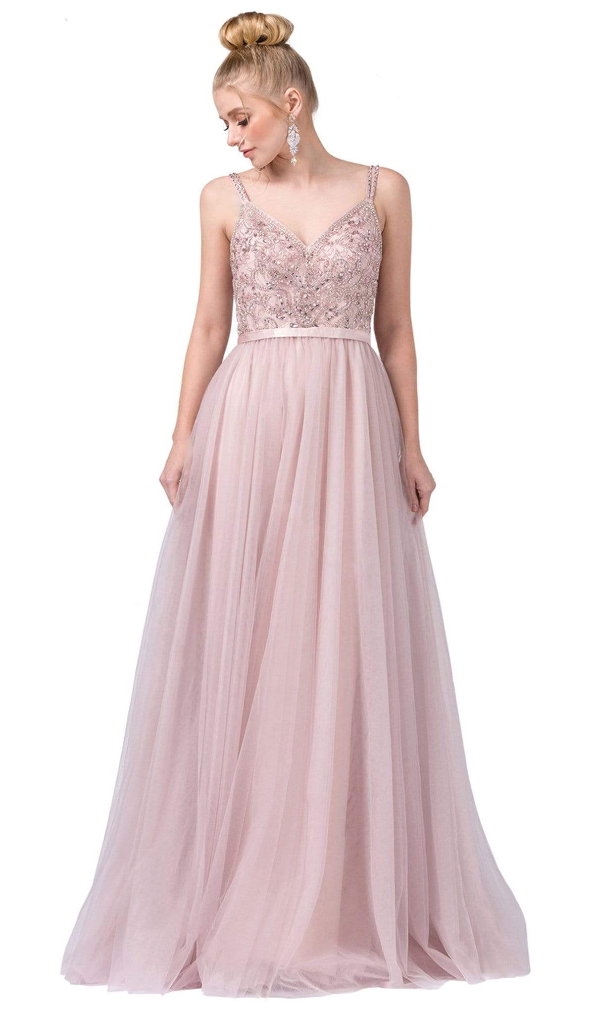 Image of Dancing Queen - 2519 Sleeveless Embroidered Bodice Tulle Gown