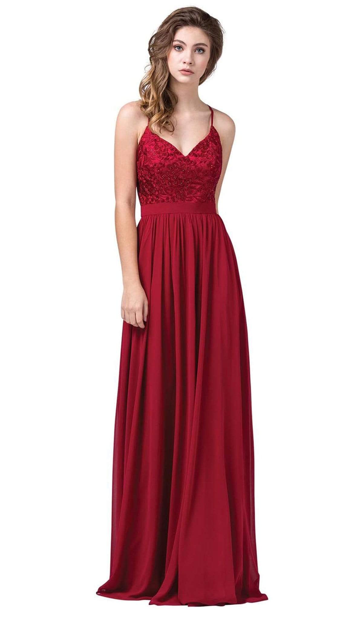 Image of Dancing Queen - 2571 Embroidered V-neck Long A-line Dress