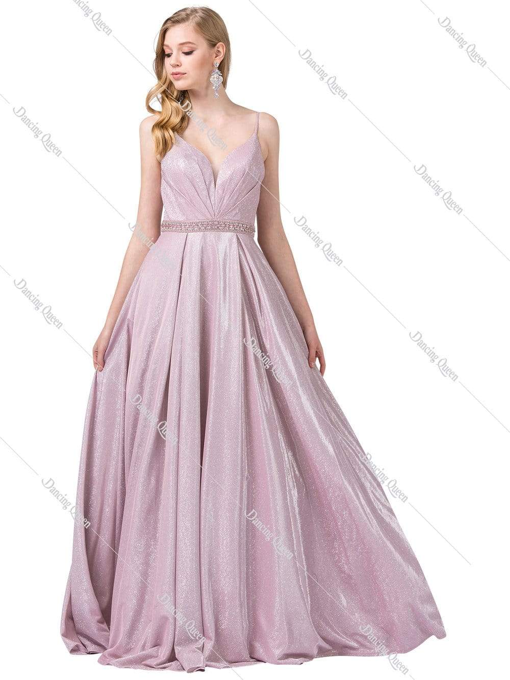 Image of Dancing Queen - 2613 Pleated Bodice Metallic A-Line Gown