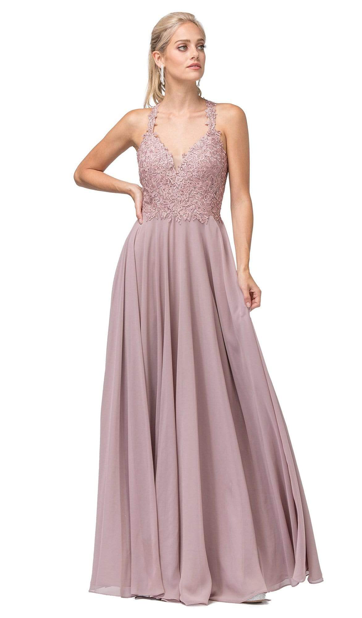 Image of Dancing Queen - 2621 Embroidered Deep V-neck A-line Gown