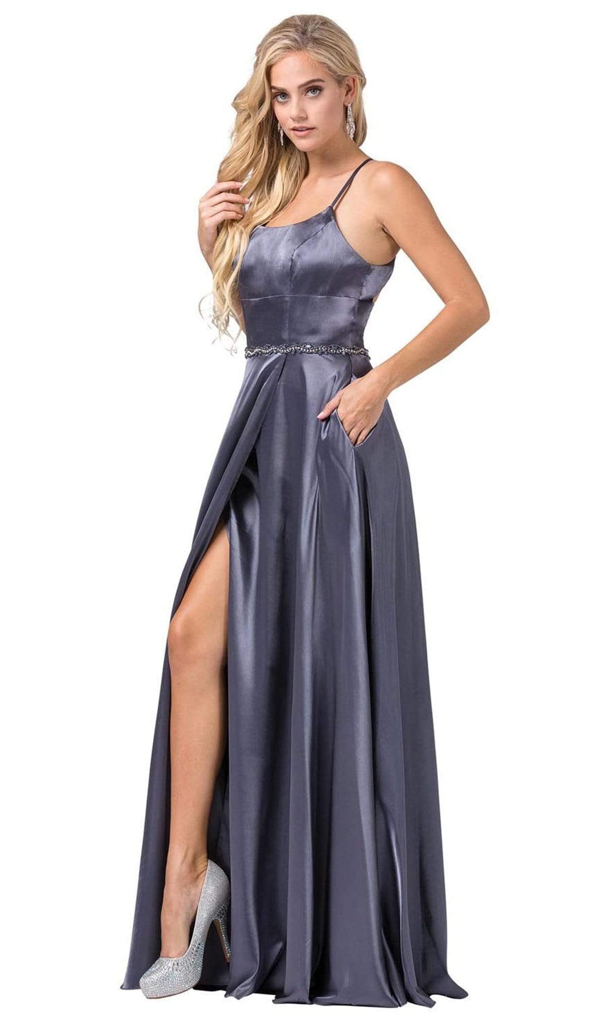 Image of Dancing Queen - 2652 Scoop Neck Embellished A-line Dress