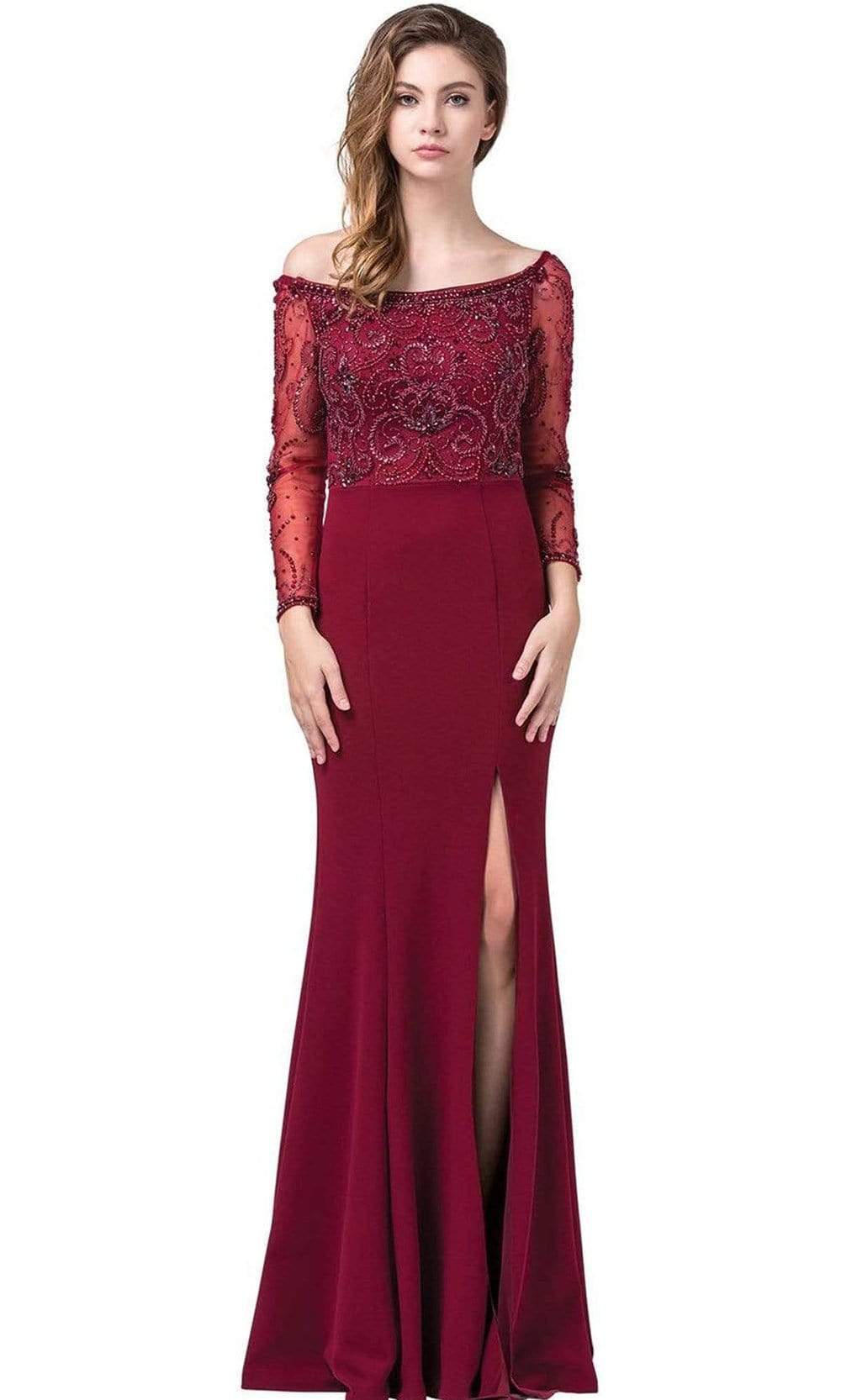 Image of Dancing Queen - 2672 Embellished Long Sleeve Bateau Sheath Gown
