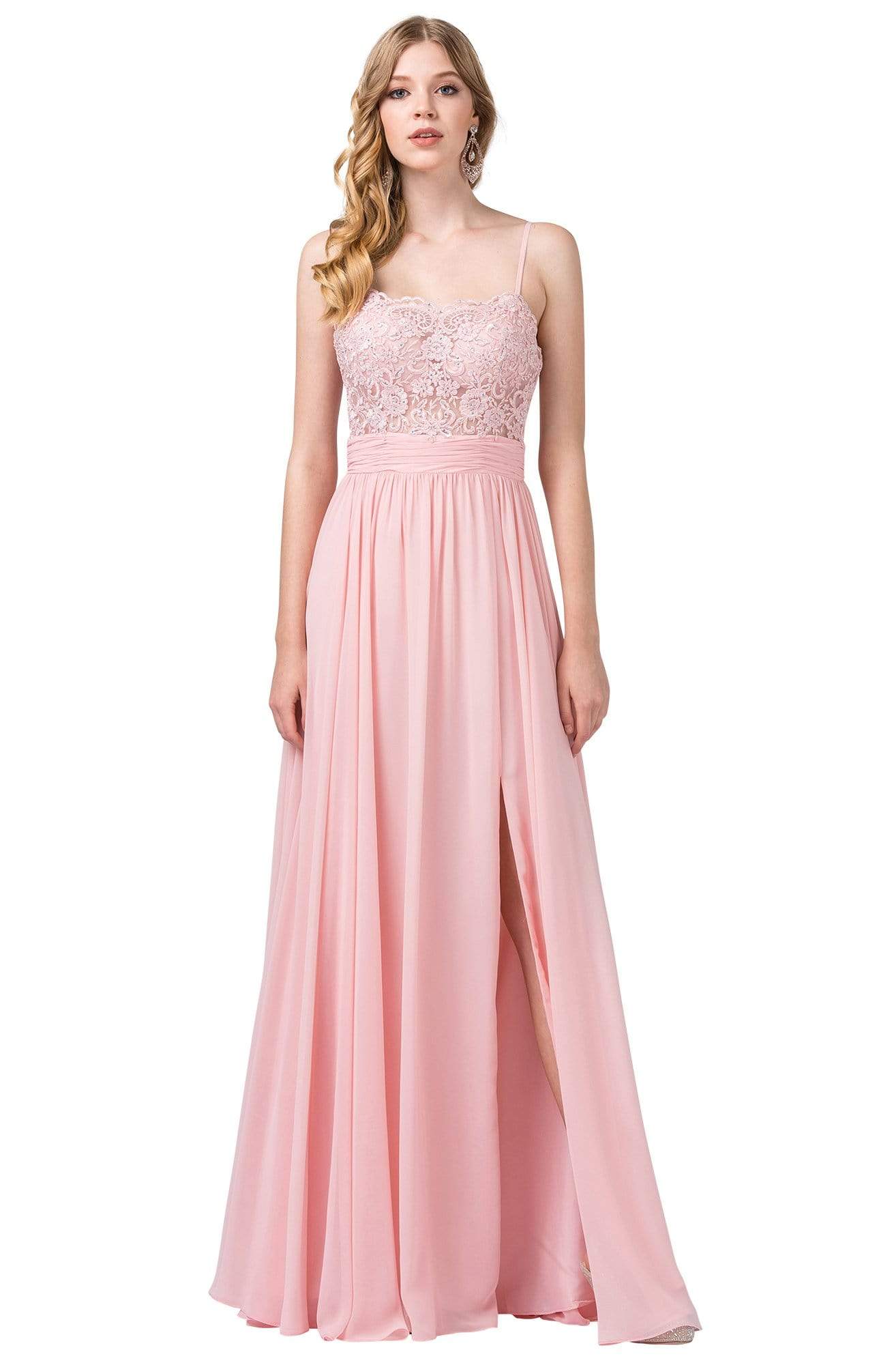 Image of Dancing Queen - 2789 Beaded Lace Embroidery Square Neck A-Line Gown