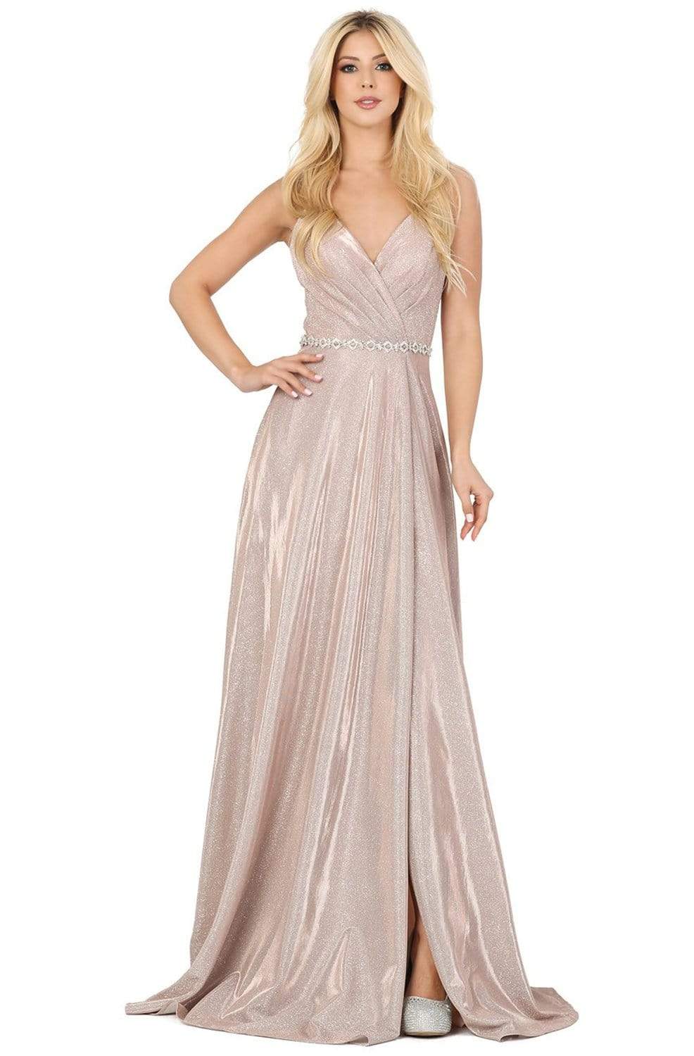 Image of Dancing Queen - 2955 Deep V-neck Pleated A-line Dress