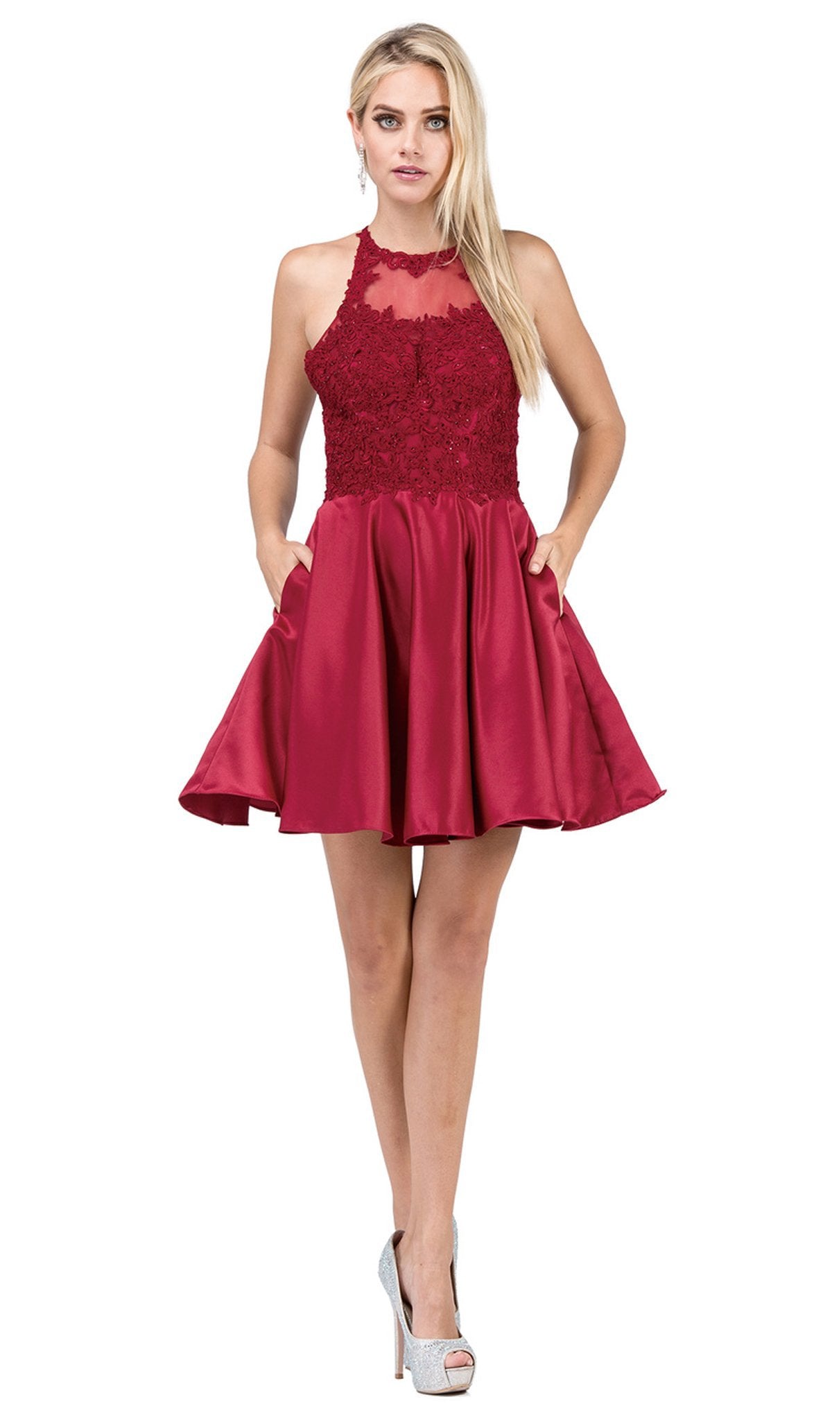 Image of Dancing Queen - 3028 Halter A-Line Homecoming Cocktail Dress