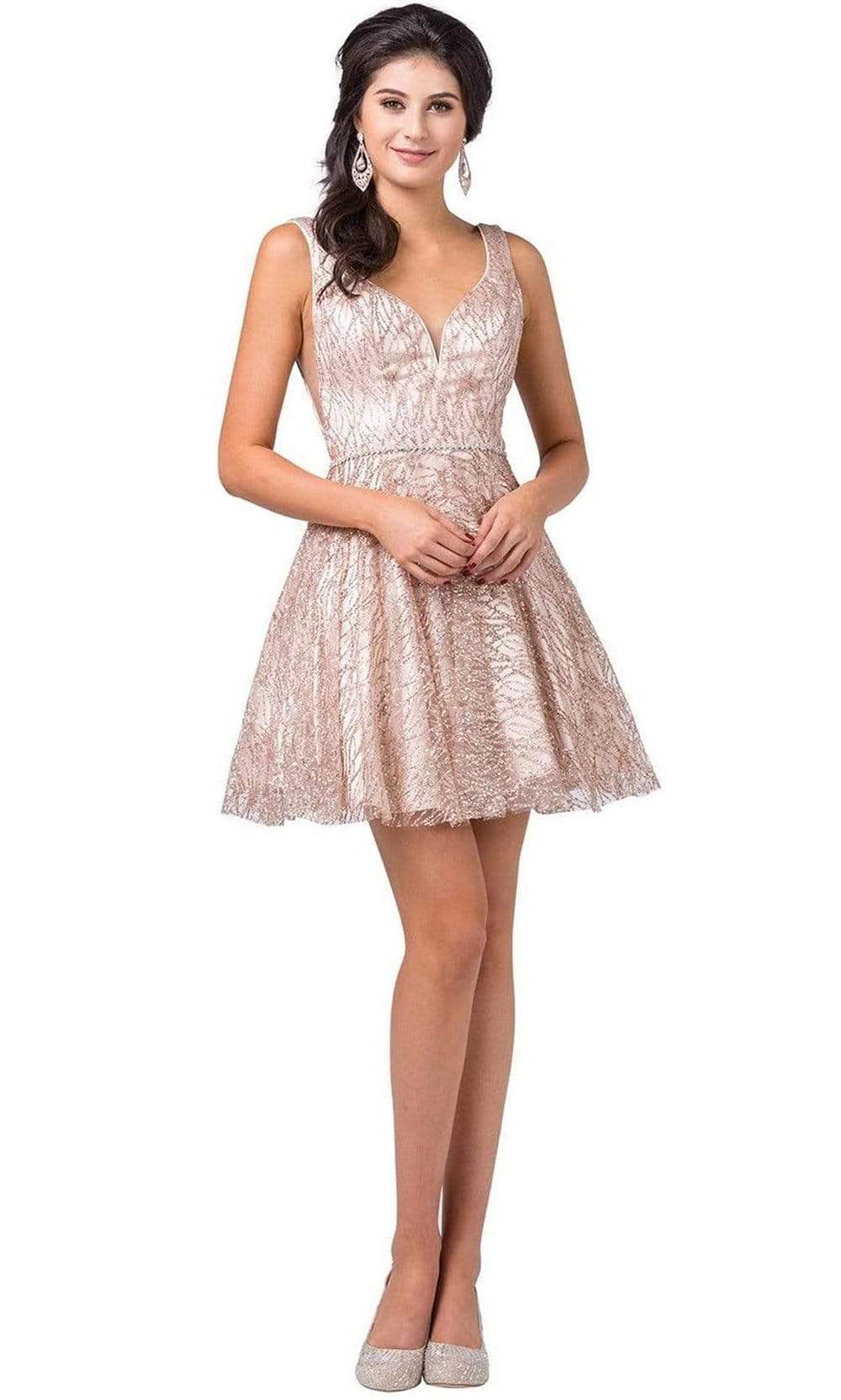 Image of Dancing Queen - 3103 Glitter Mesh Fit and Flare Cocktail Dress