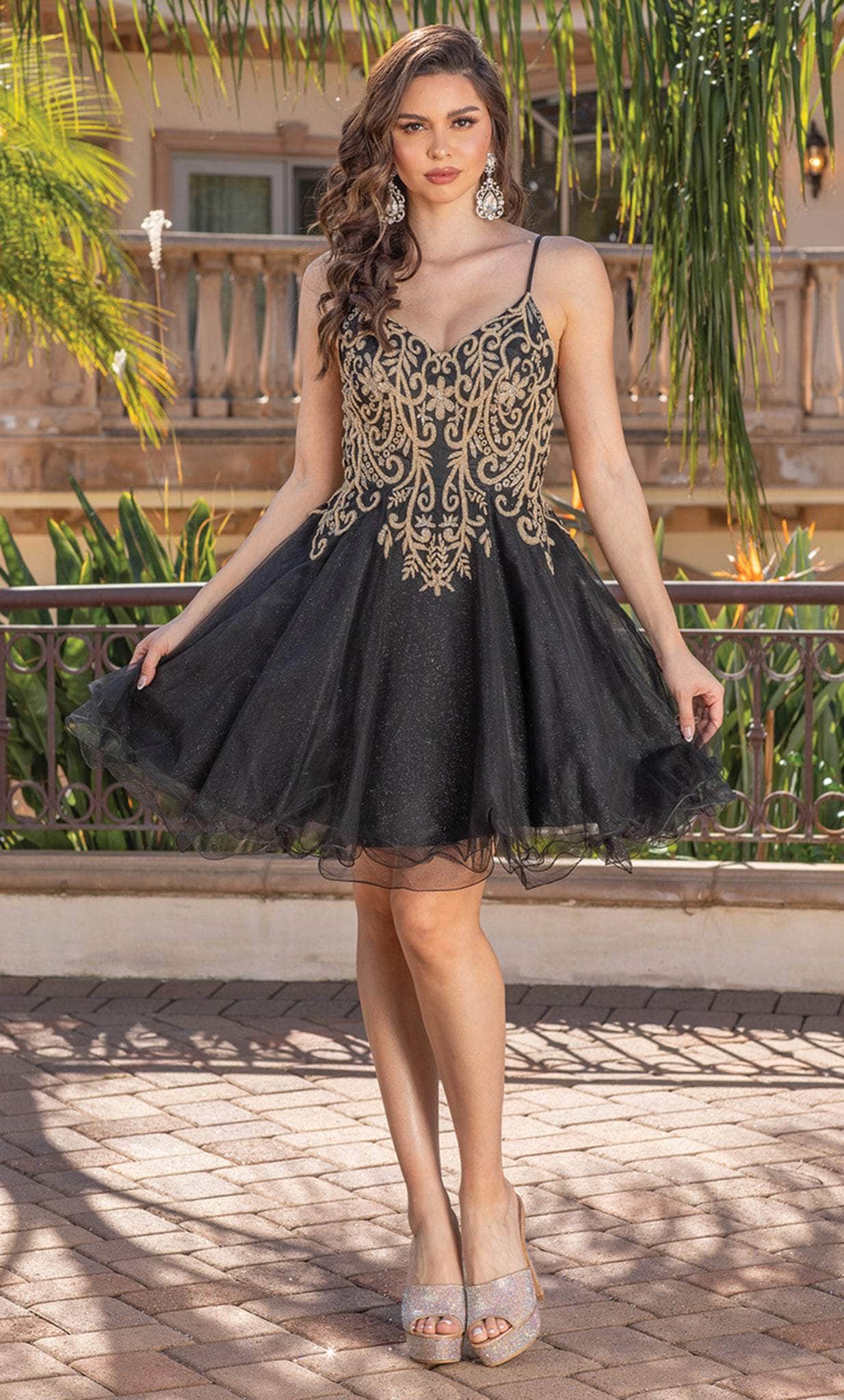 Image of Dancing Queen 3330 - Embroidered Bodice Cocktail Dress