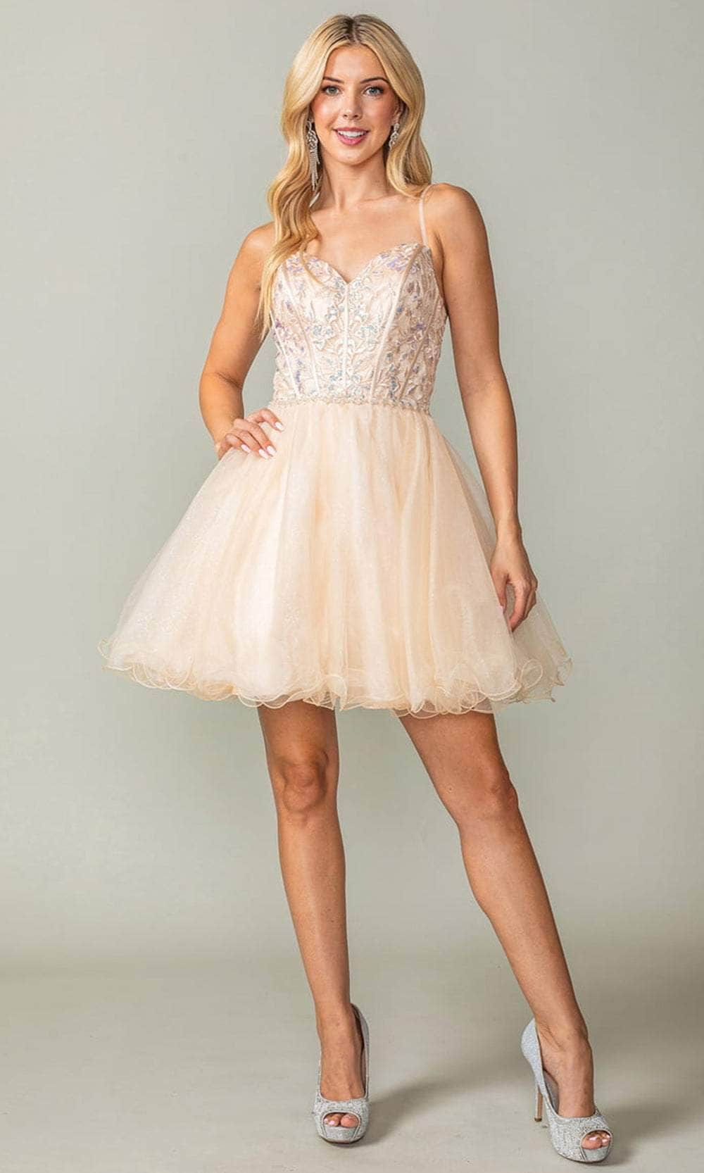 Image of Dancing Queen 3352 - Embroidered Bodice Cocktail Dress