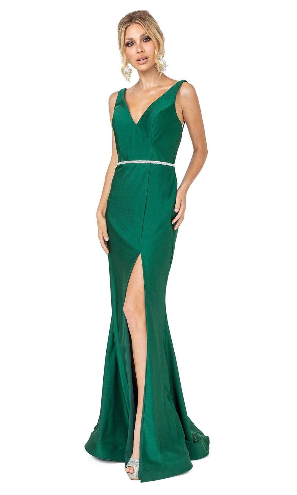 Image of Dancing Queen - 4125 Taffeta V Neck Sheath Gown