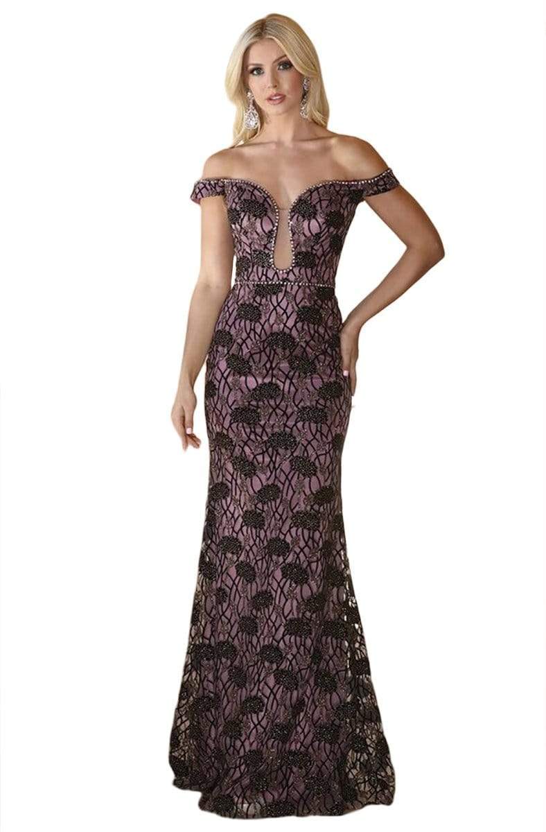 Image of Dancing Queen - 4132 Embellished Off-Shoulder Prom Dress