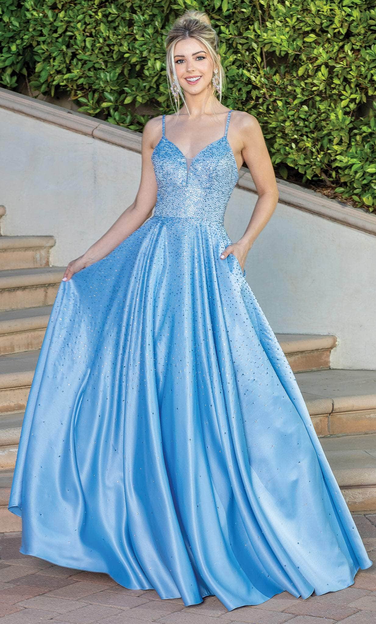 Image of Dancing Queen 4256 - Satin Gown With Pocket