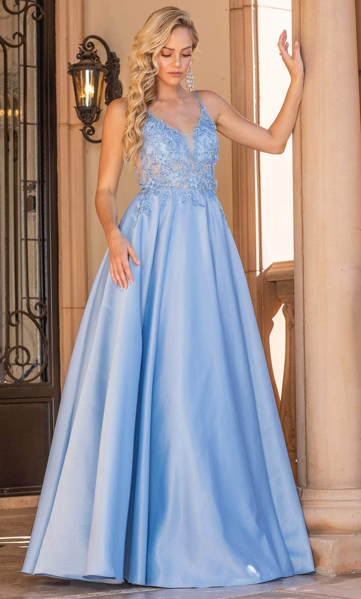 Image of Dancing Queen 4326 - Lace Appliqued V-Neck Prom Gown