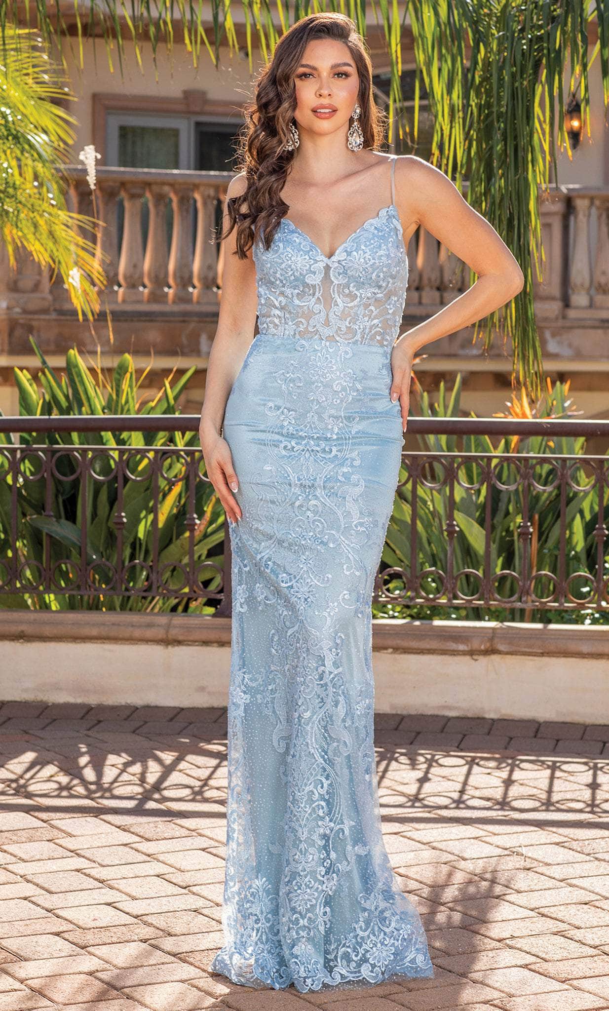 Image of Dancing Queen 4357 - Embroidered Bodycon Long Gown