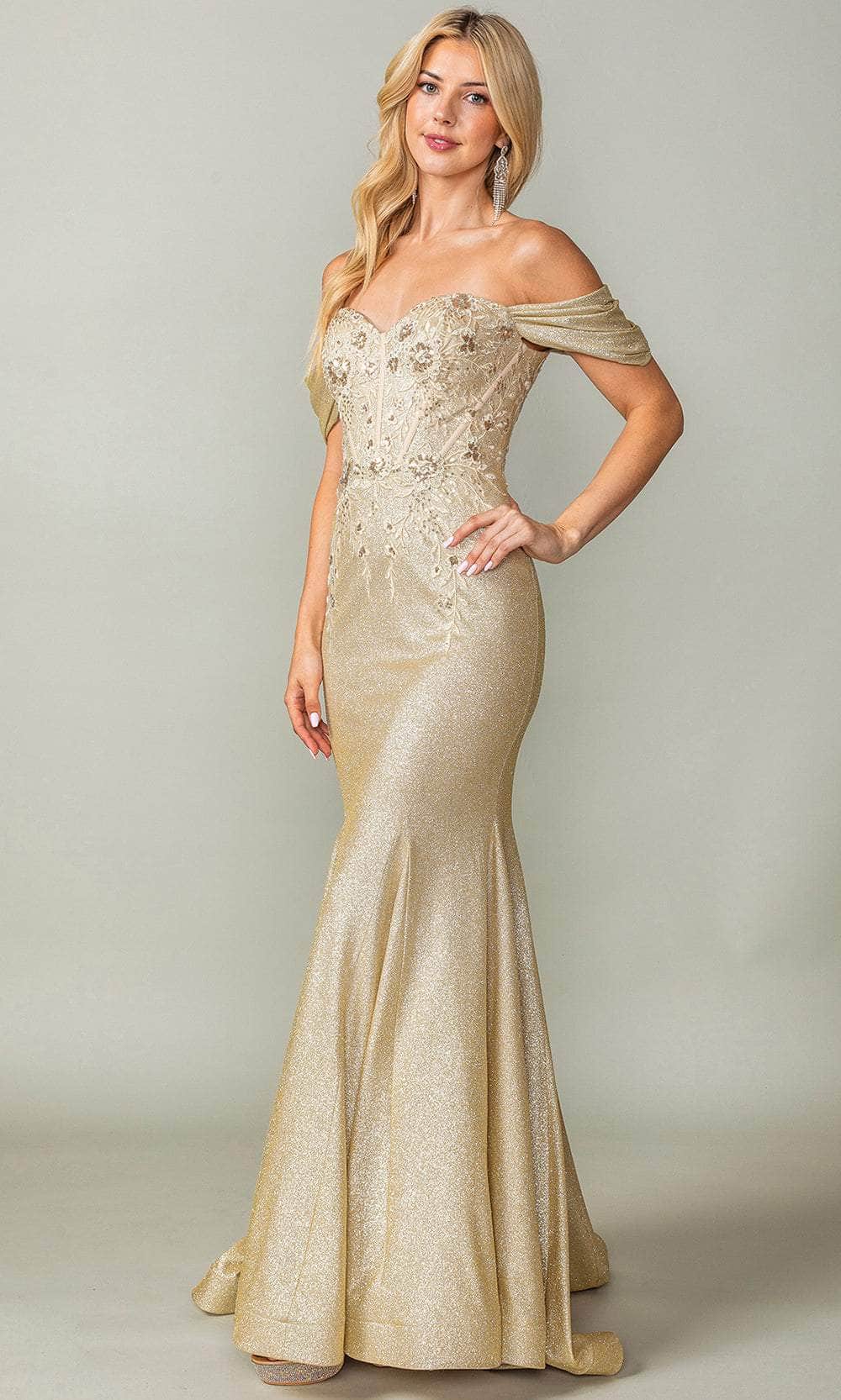 Image of Dancing Queen 4362 - Embroidered Off Shoulder Prom Dress