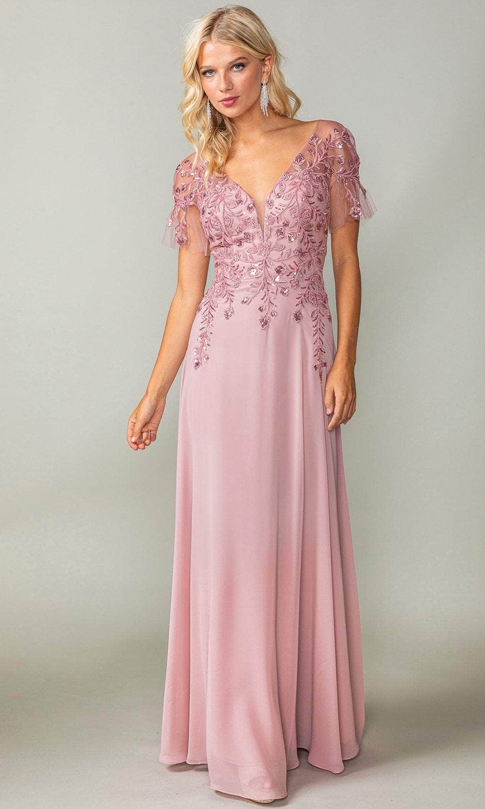 Image of Dancing Queen 4378 - Sheer Sleeve Embroidered Prom Dress