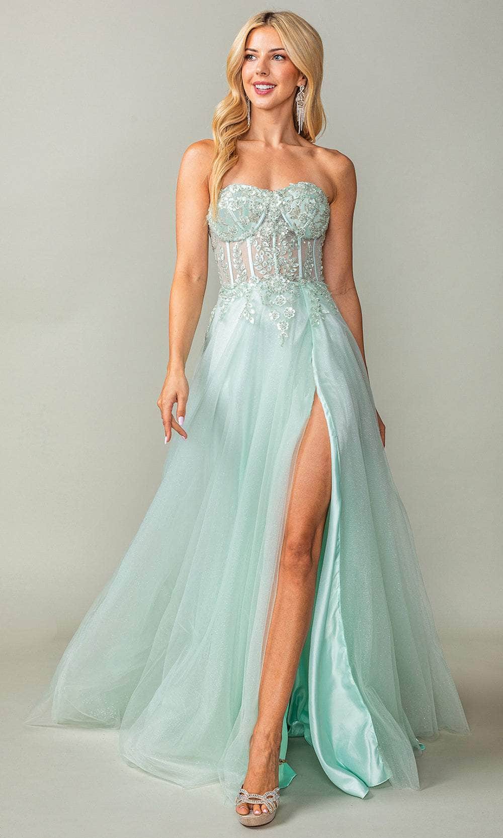 Image of Dancing Queen 4406 - Strapless Embroidered Prom Gown