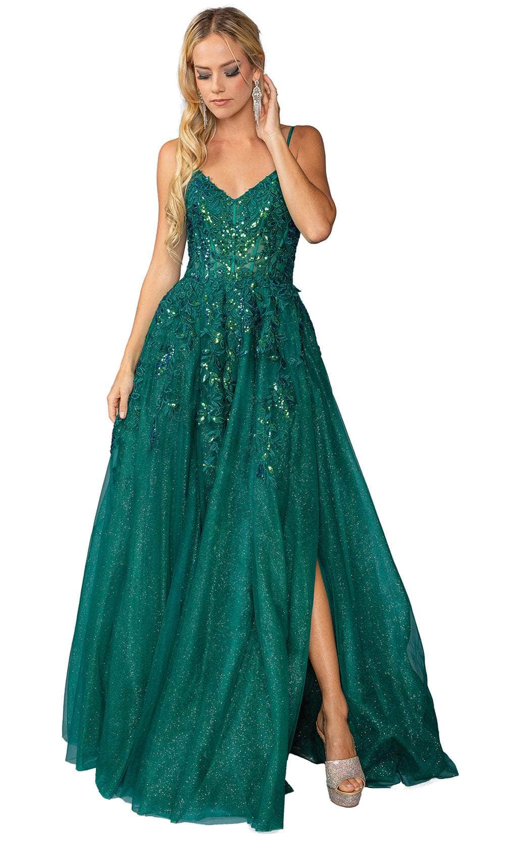Image of Dancing Queen 4452 - Embroidered V-Neck Prom Gown