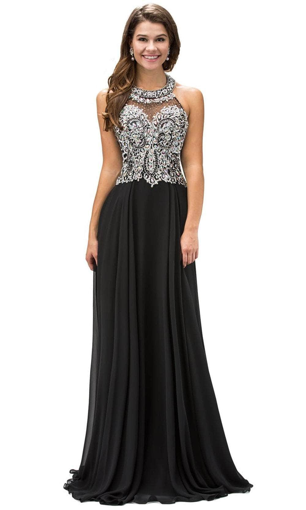 Image of Dancing Queen 9233 - Halter Pleated Skirt Prom Gown