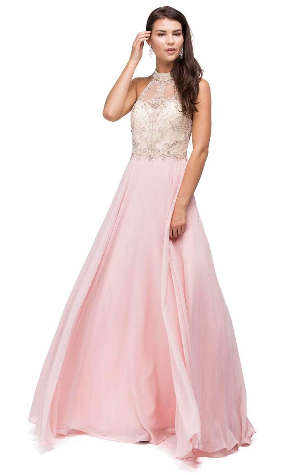 Image of Dancing Queen 9293 - Illusion High Halter Prom Gown