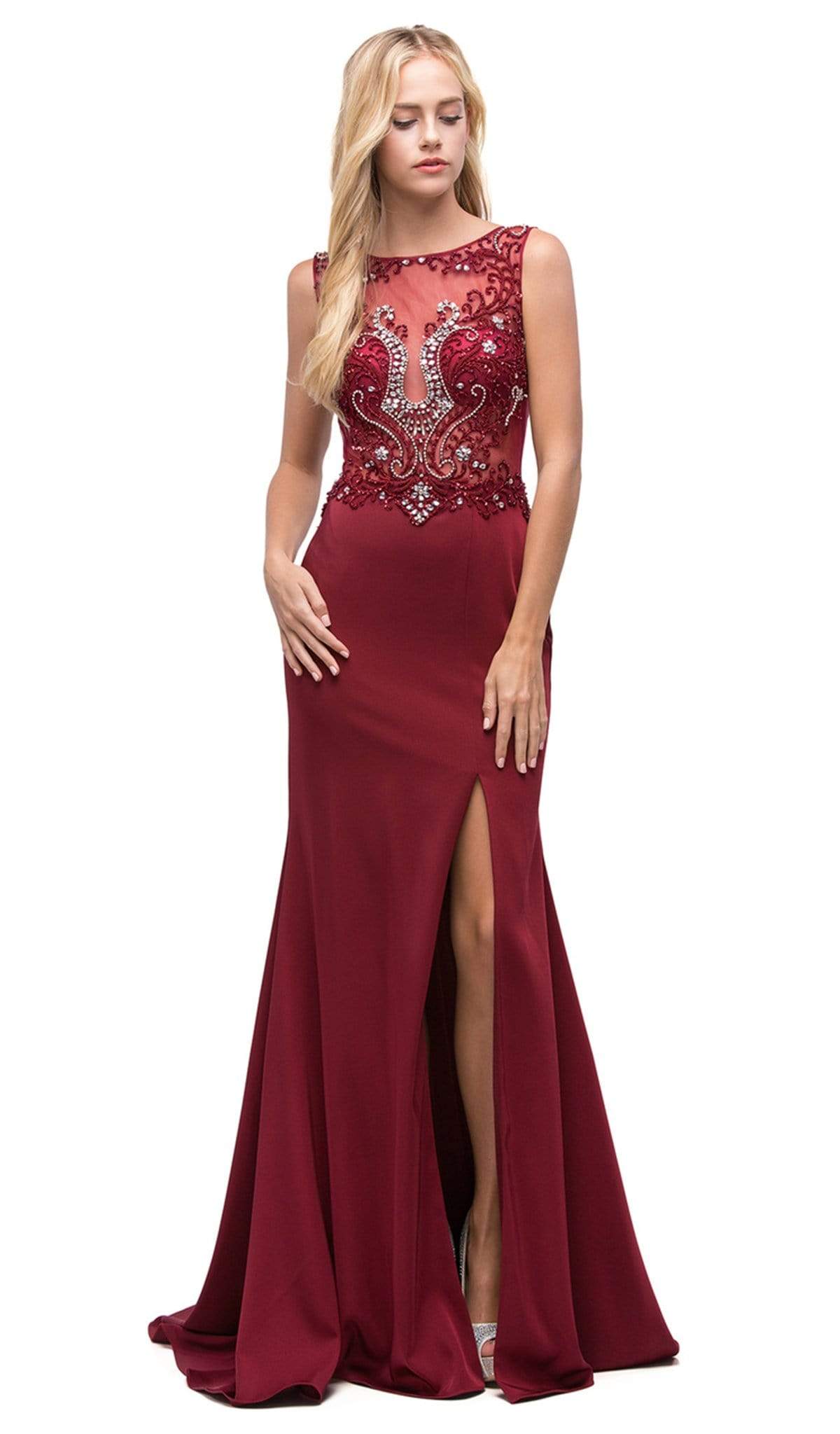 Image of Dancing Queen - 9791 Beaded Sheer Trumpet Prom Dress