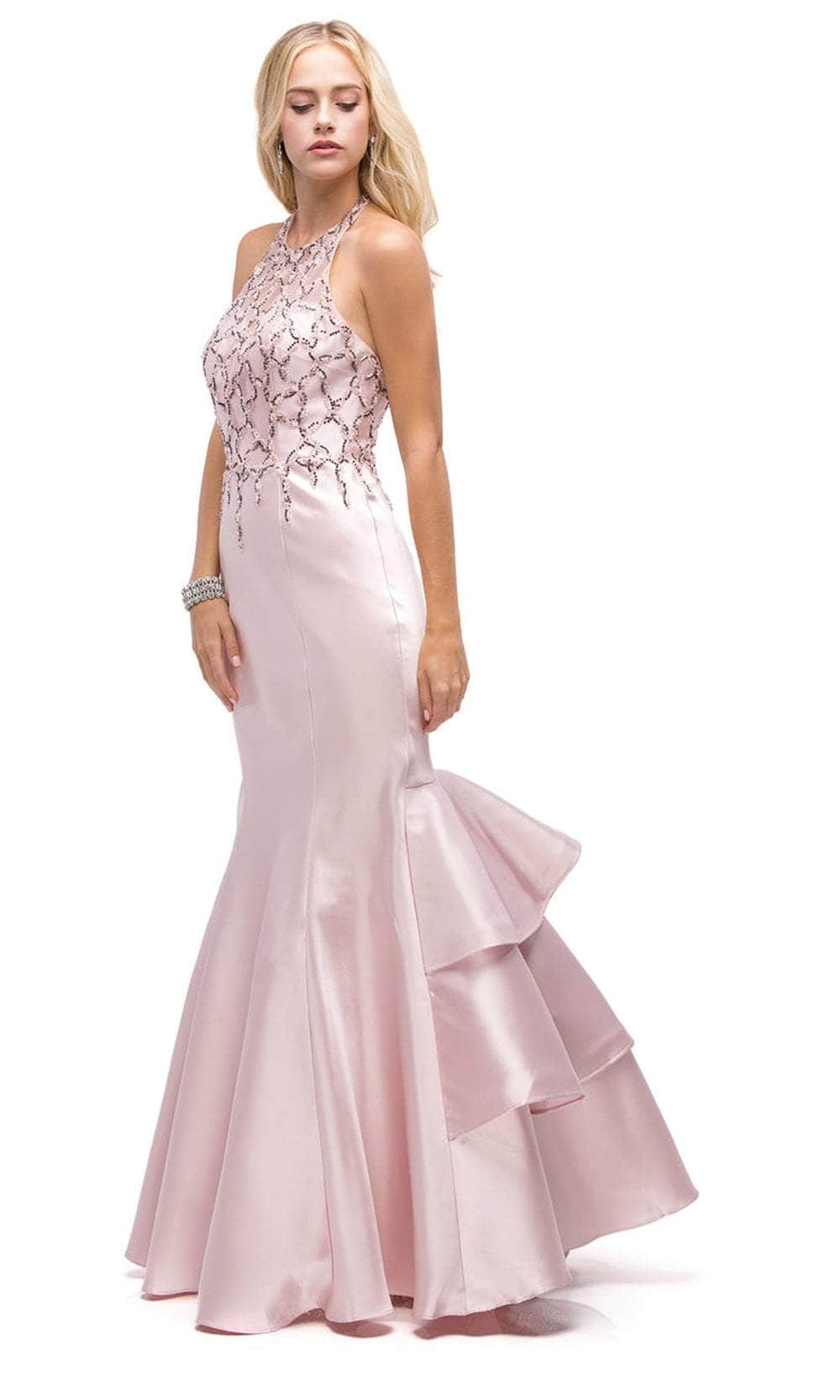 Image of Dancing Queen 9910 - Halter Ruffled Mermaid Prom Gown