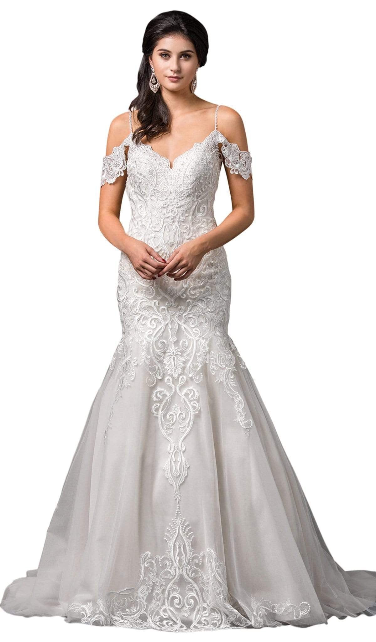 Image of Dancing Queen Bridal - 100 Lace Embroidered Trumpet Wedding Dress
