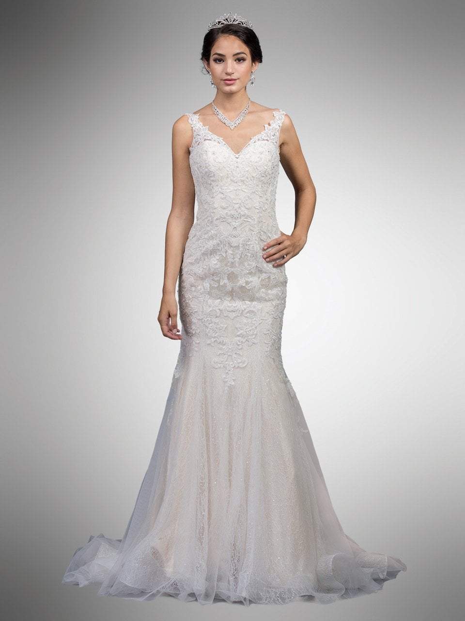 Image of Dancing Queen Bridal - 35 Lace Appliqued Trumpet Bridal Dress
