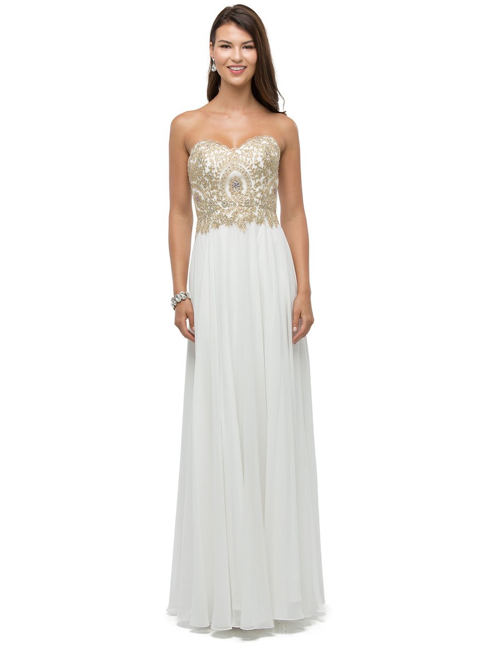Image of Dancing Queen Bridal - 9502 Stunning Bead Encrusted Sweetheart Chiffon Ball Gown