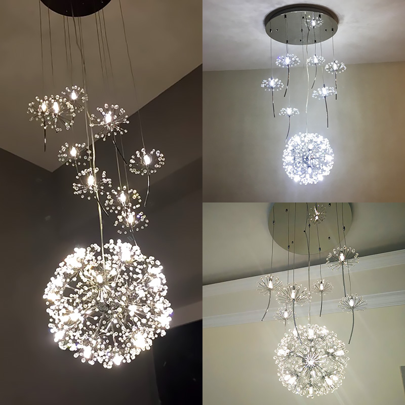 Image of Dandelion Compound Building Living Room Crystal Pendant Lamp Clothing Shop Decoration Crystals Pendant Lights Creative Restaurant Bar