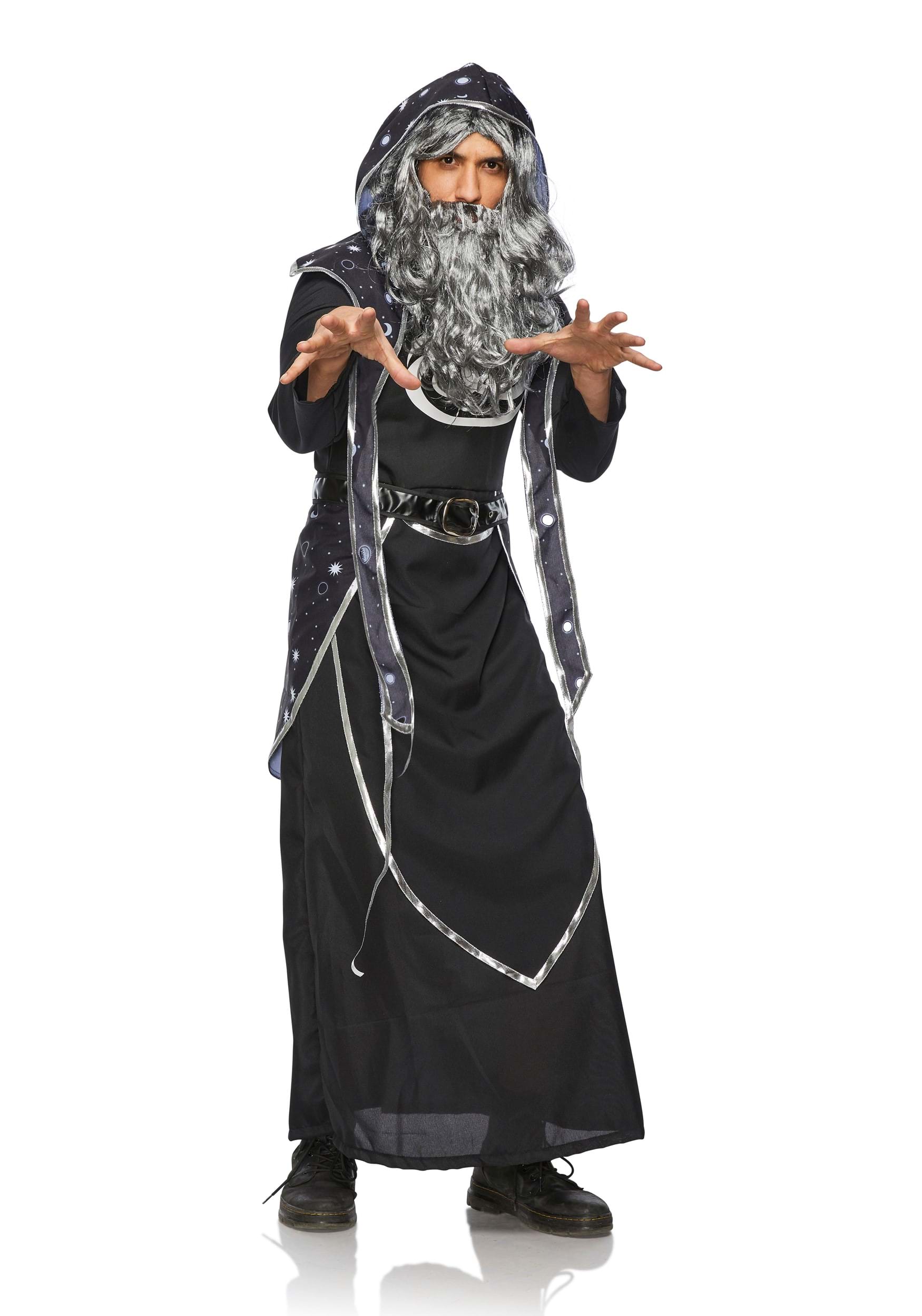 Image of Dark Wizard Black and Silver Men's Costume ID SG80197B-L/XL