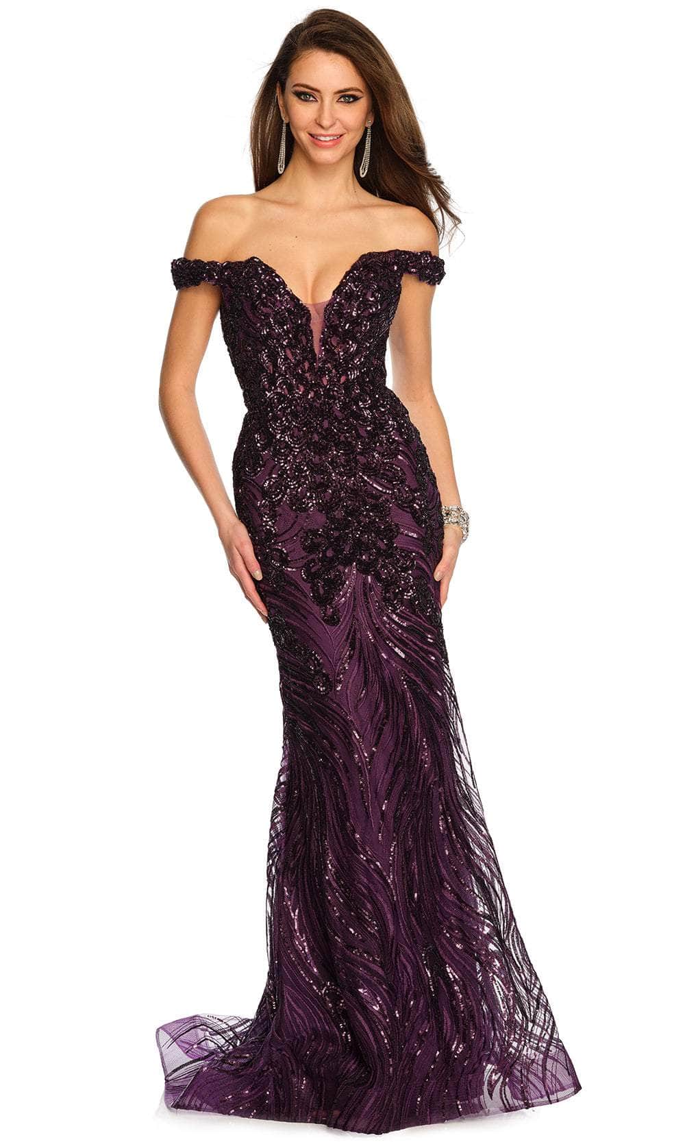 Image of Dave & Johnny 11002 - Off-Shoulder Sequin Prom Gown
