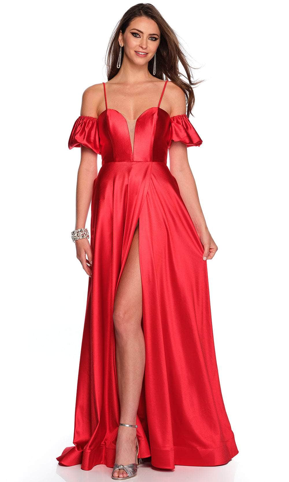 Image of Dave & Johnny 11228 - Plunging Sweetheart Satin Prom Gown