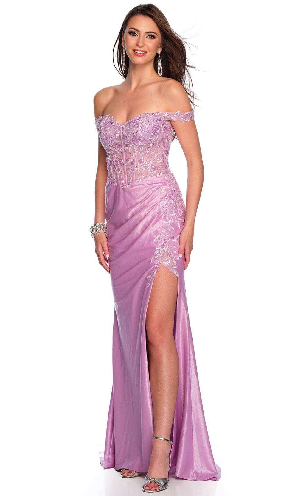 Image of Dave & Johnny 11240 - Off Shoulder Embroidered Corset Prom Gown