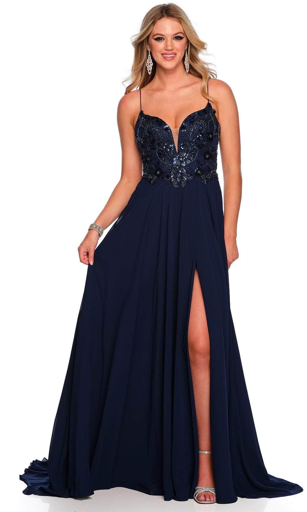 Image of Dave & Johnny 11241 - Cutout Back Flowy A-Line Prom Gown