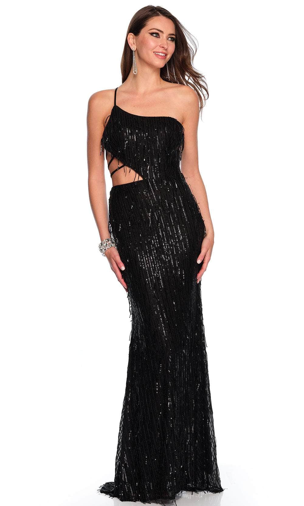 Image of Dave & Johnny 11302 - One Shoulder Strappy Prom Gown