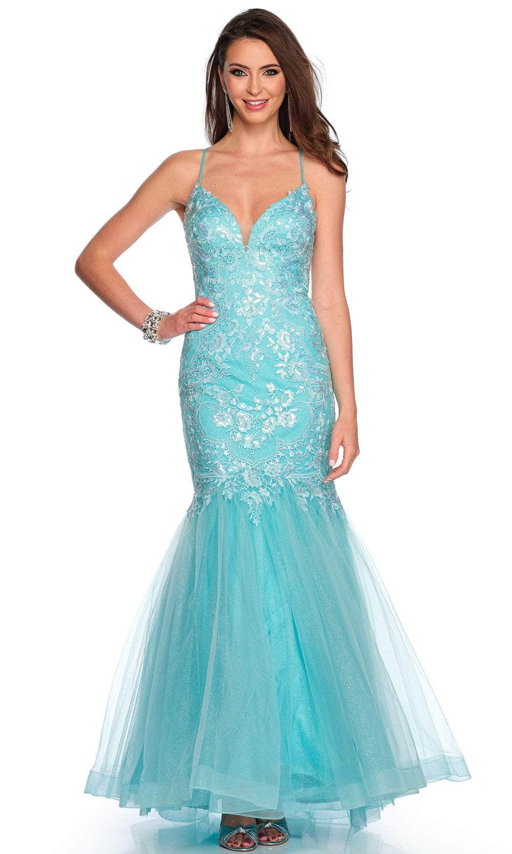 Image of Dave & Johnny 11372 - Lace-Up Back Sleeveless Prom Gown