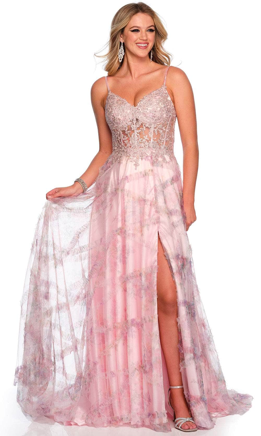 Image of Dave & Johnny 11428 - Lace Applique Sleeveless Prom Gown