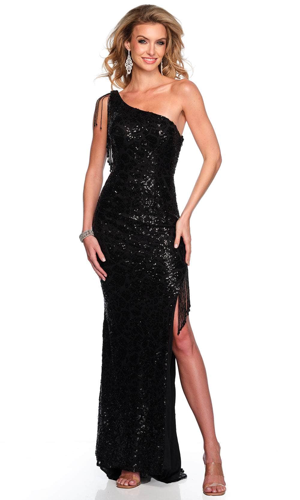 Image of Dave & Johnny 11433 - Sequin Asymmetrical Neck Evening Gown