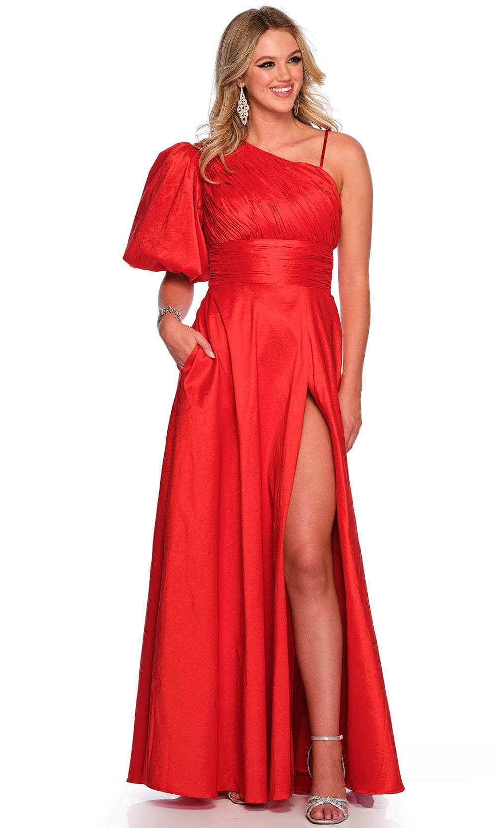 Image of Dave & Johnny 11577 - Ruched Puff Sleeve Prom Gown