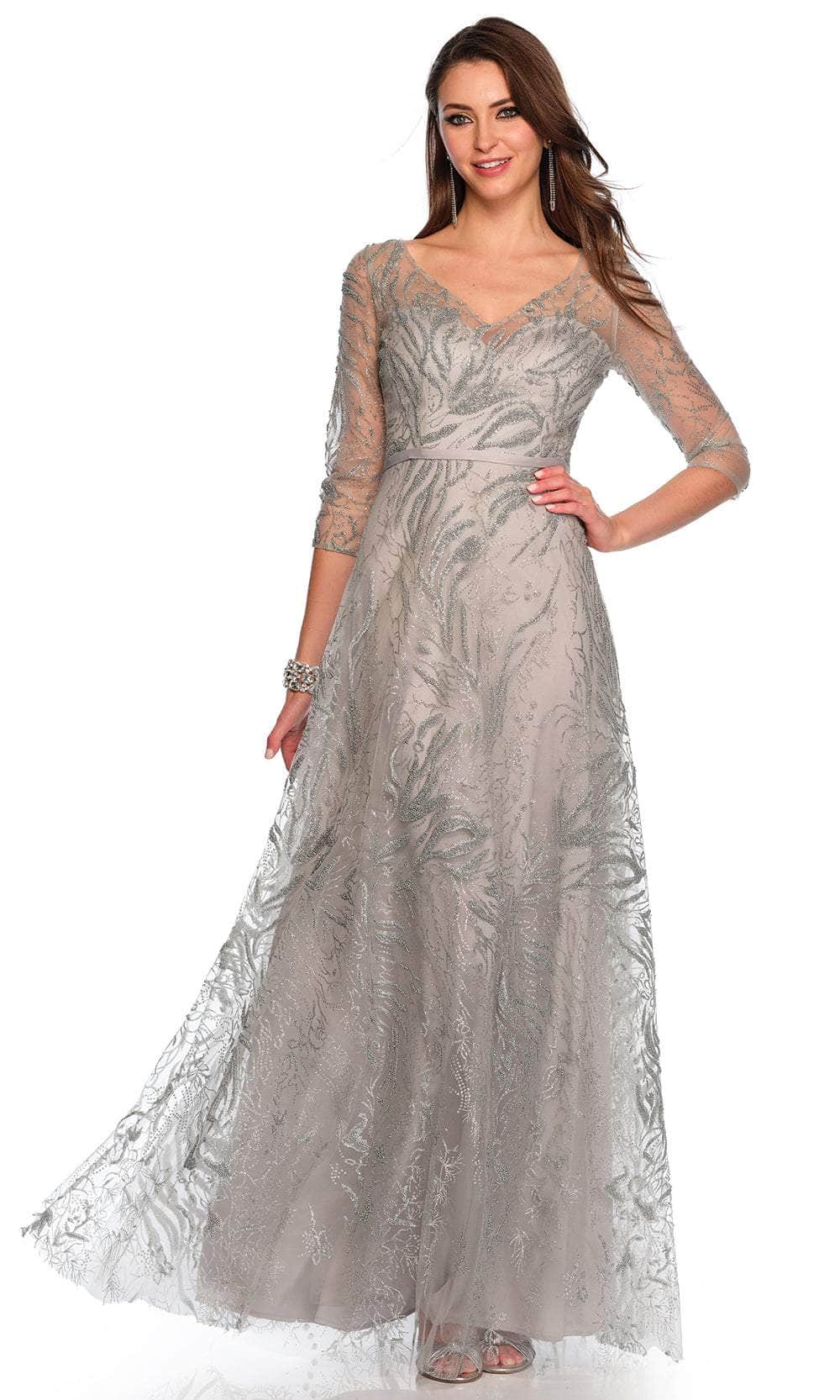 Image of Dave & Johnny 11606 - V-Neck Beaded Prom Gown