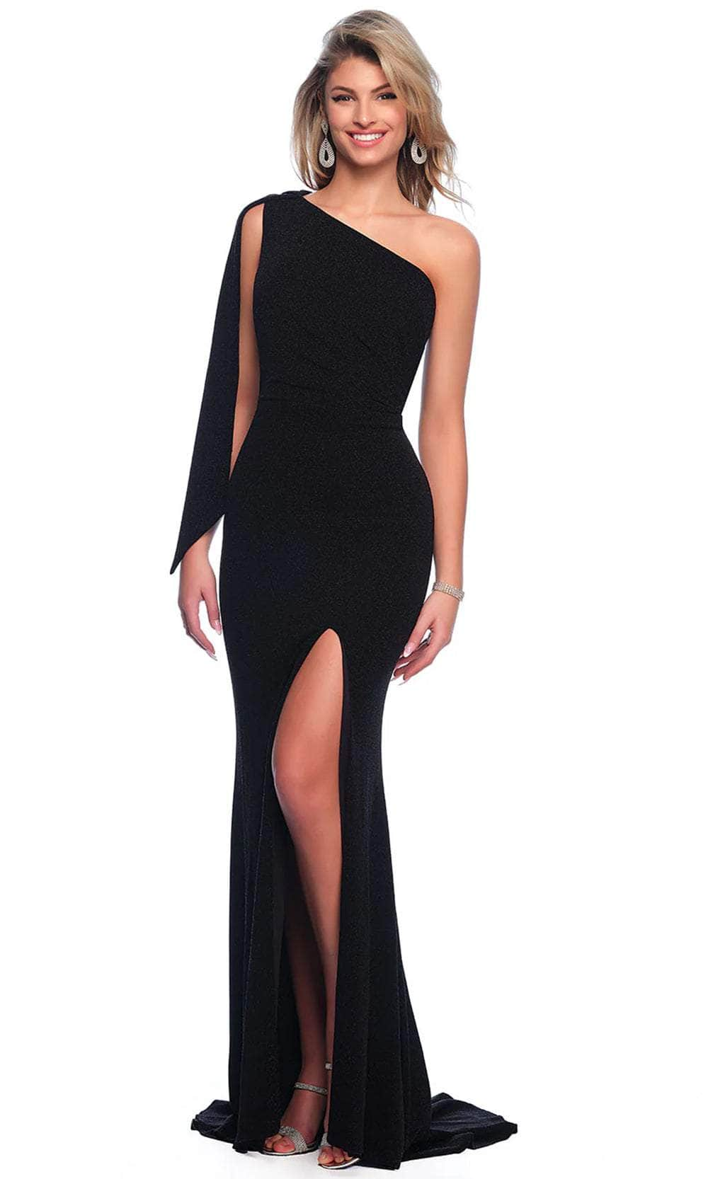 Image of Dave & Johnny 11851 - Asymmetric Neck Sash Detail Evening Dress