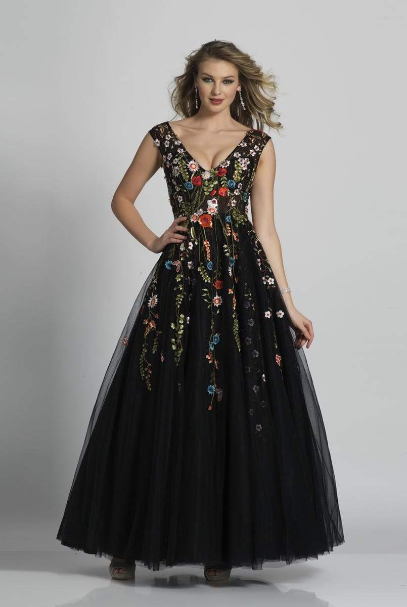 Image of Dave & Johnny - A5703 V Neck Floral Evening Dress