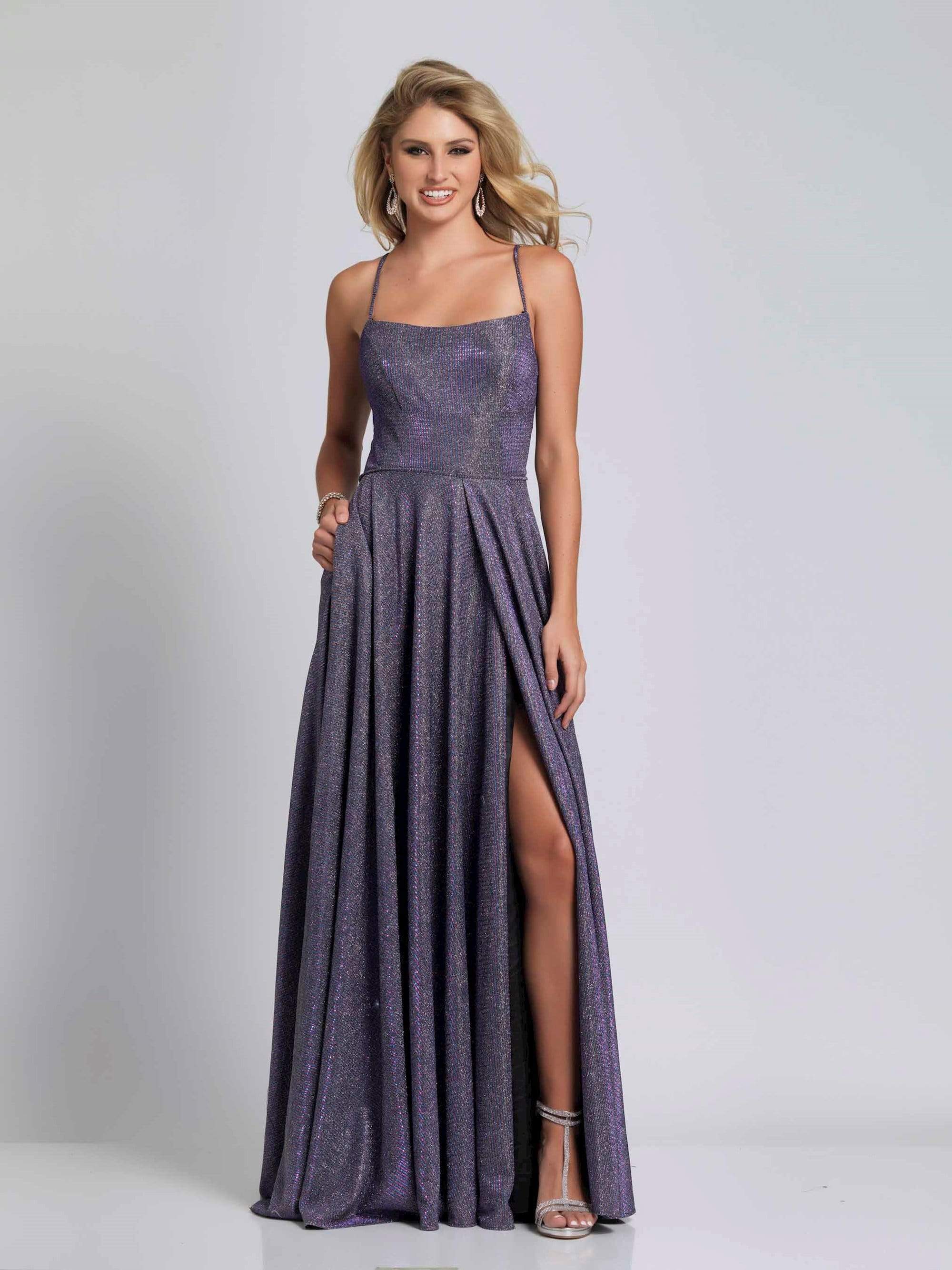 Image of Dave & Johnny - A6933 Pleated A-Line Evening Dress with Slit