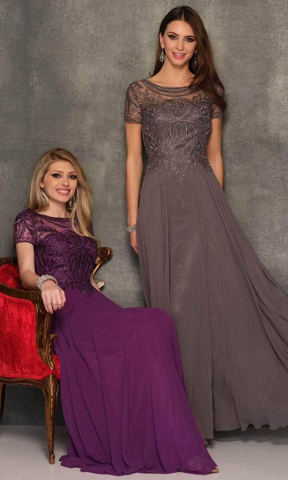 Image of Dave & Johnny A9071 - Beaded illusion Bateau Prom Dress