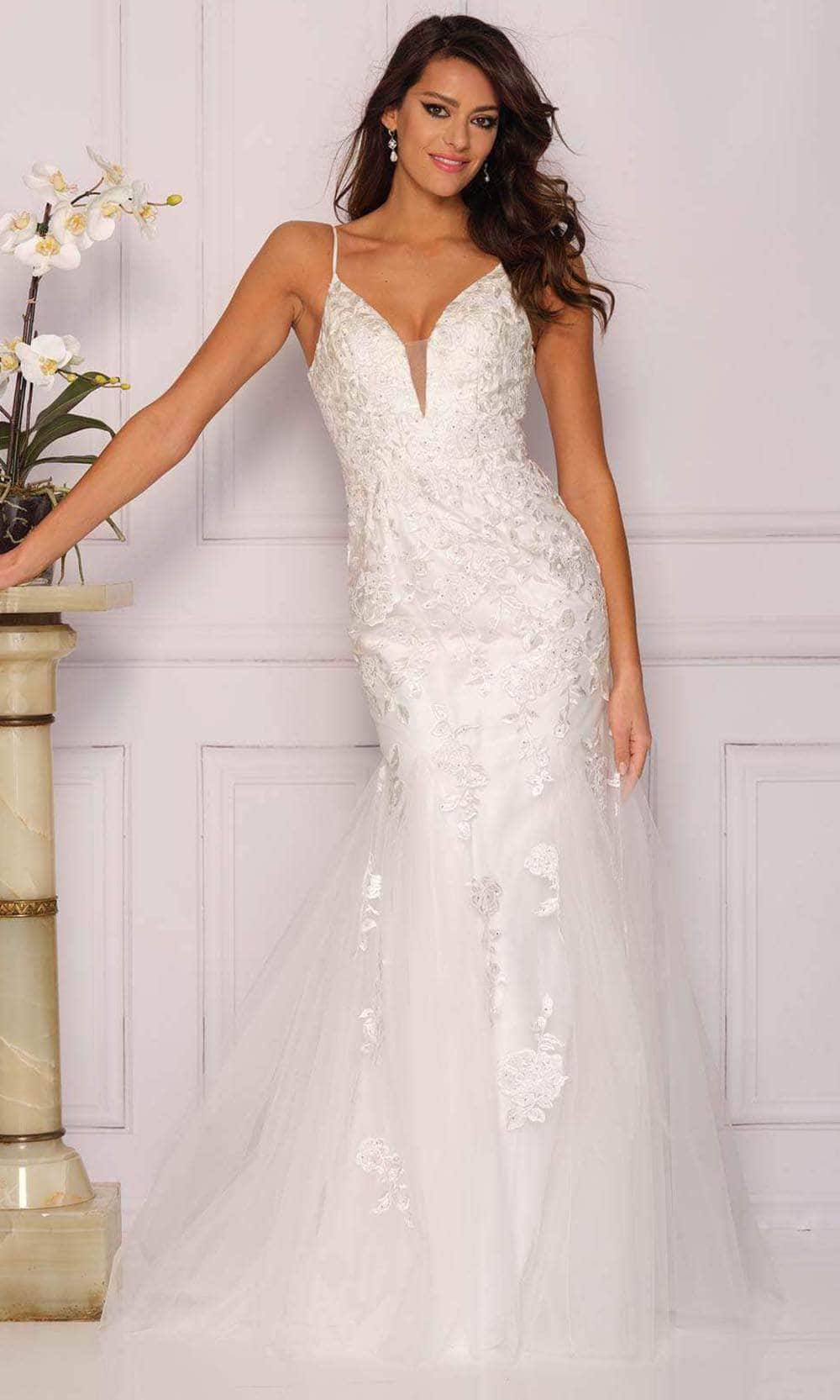 Image of Dave & Johnny Bridal A10474 - Plunged V-Neck Bridal Gown
