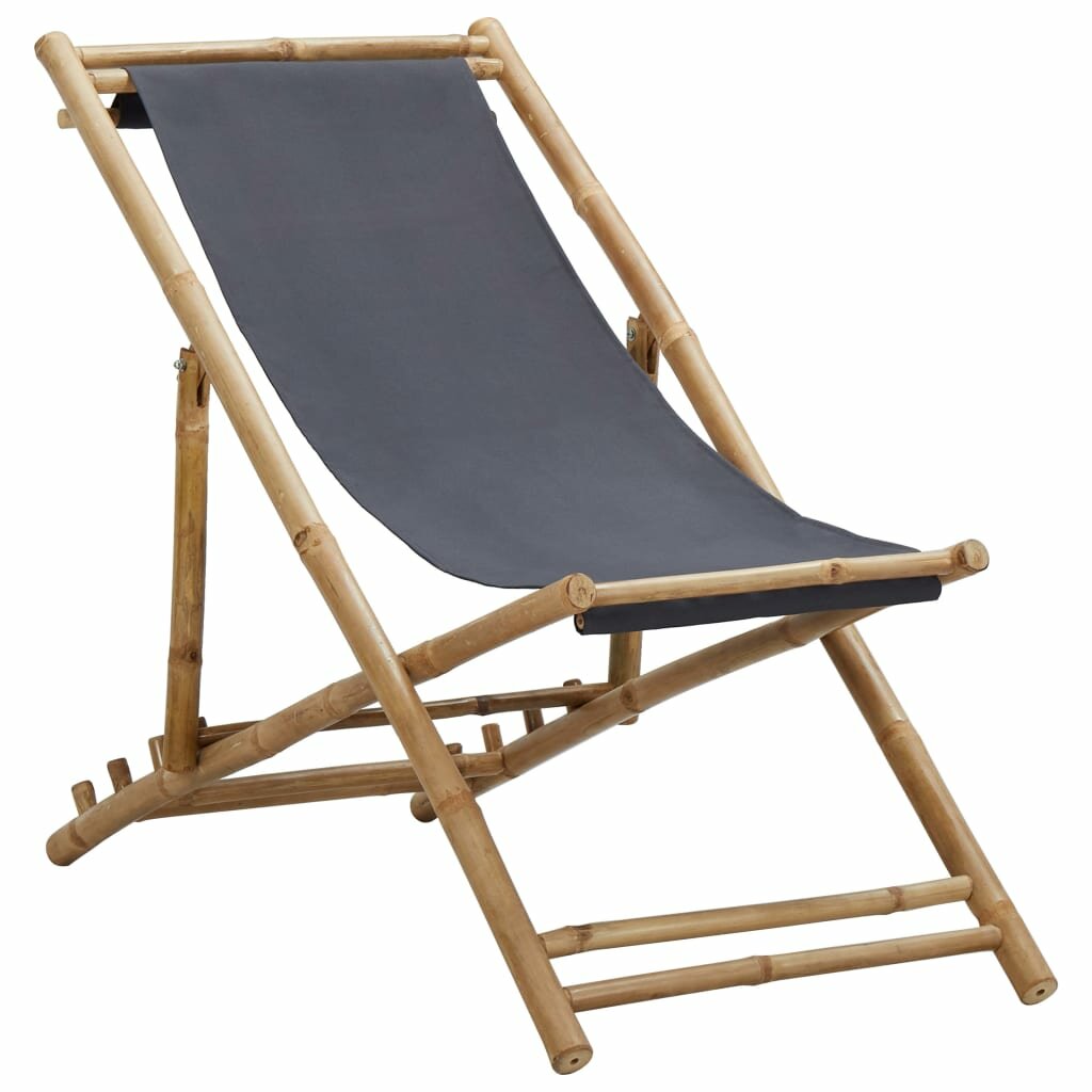 Image of Deck Chair Bamboo and Canvas Dark Gray