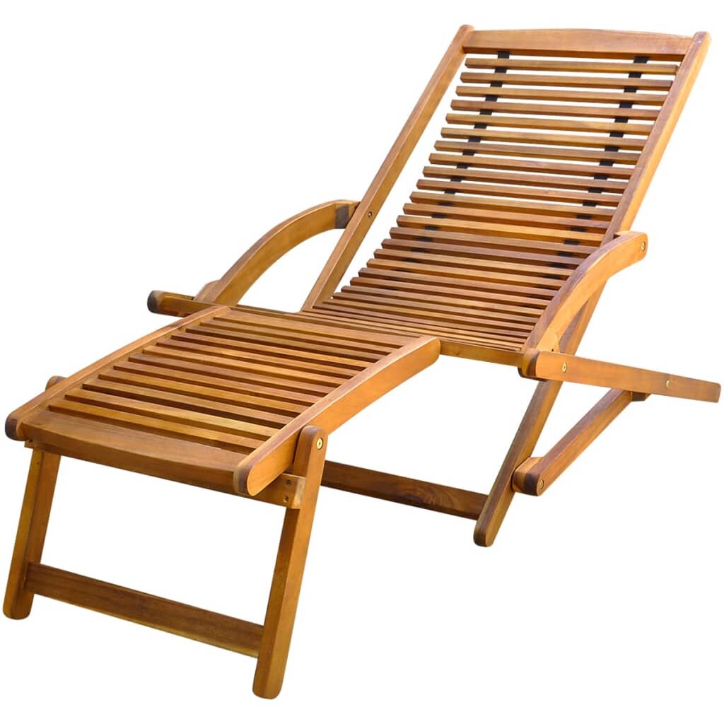 Image of Deck Chair with Footrest Solid Acacia Wood